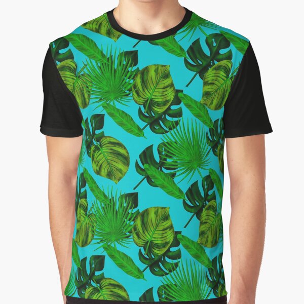 Item preview, Tropical Leaves on Bright Blue Background designed and sold by TeeRayBee.