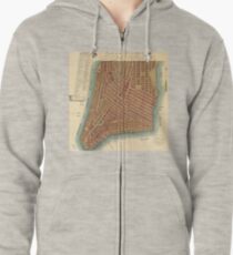 Sudadera con capucha y cremallera Vintage Map of Lower New York City (1807)