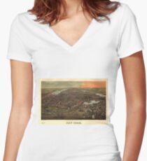 Camiseta entallada de cuello en V Vintage Pictorial Map of New York City (1873)