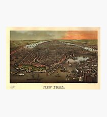 Lámina fotográfica Vintage Pictorial Map of New York City (1873)
