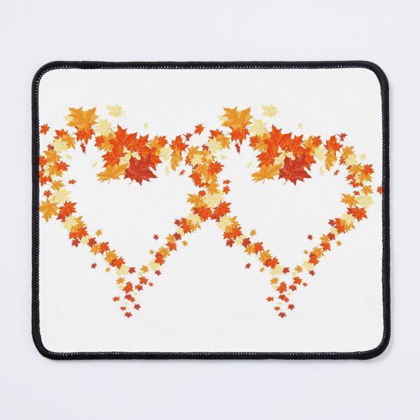 Item preview, Autumn leaves pattern through hearts on grey background - Autumn leaves detail pattern - Autumn leaves pattern orange designed and sold by Amalzaki.