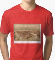 Camiseta de tejido mixto Vintage Pictorial Map of New York City (1874)