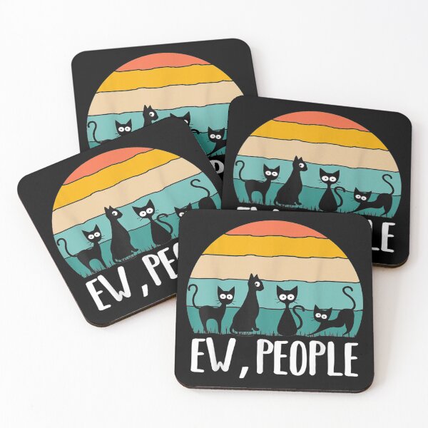 Item preview, Ew People Retro Vintage Black Cat Introvert designed and sold by HappyCatsStore.