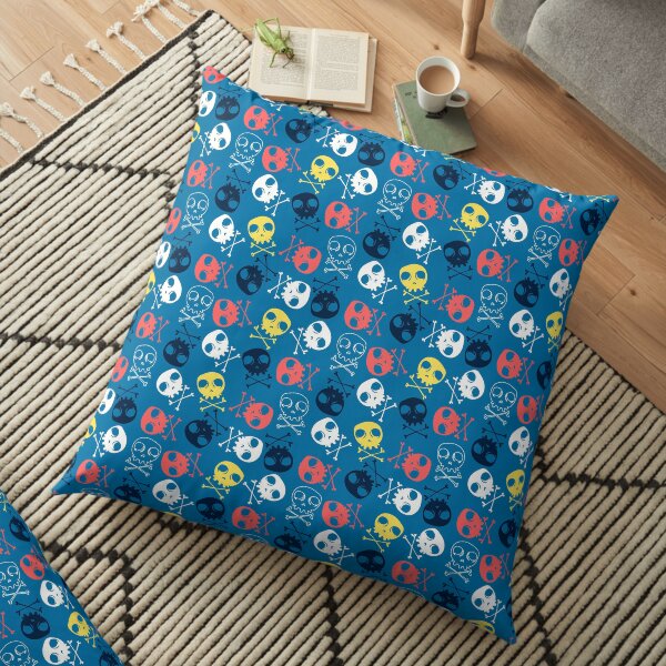 Cute skulls seamless pattern print design Floor Pillow
