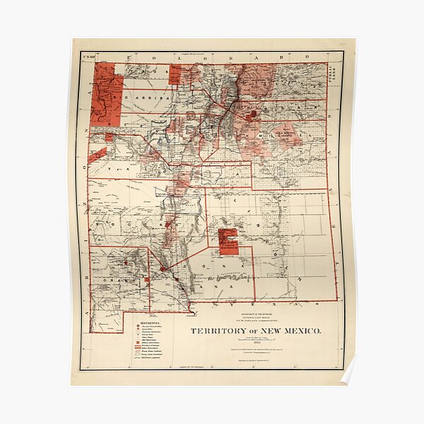 Vintage Map of New Mexico (1882) Poster