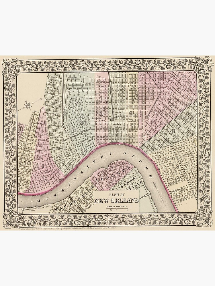 Vintage Map Of New Orleans 1880 Photographic Print By Bravuramedia Redbubble 1978