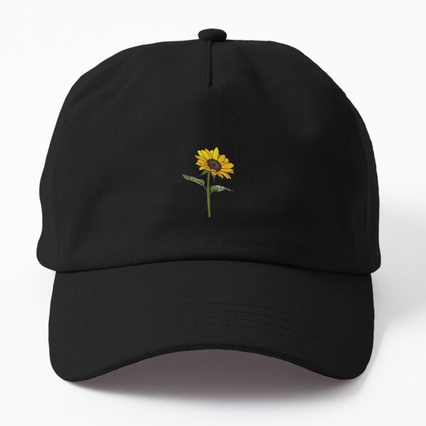 Aesthetic Sunflower on Black Dad Hat