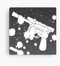 Han Solo Blaster Paint Splatter (White) Canvas Print