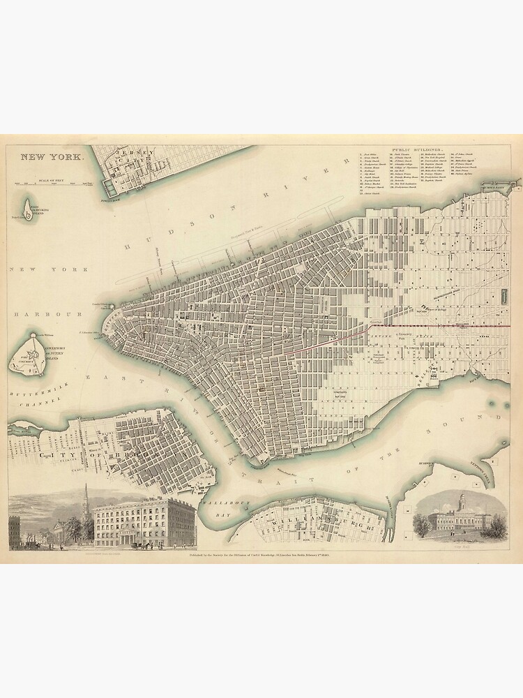 "Vintage Map of Lower New York City (1840)" Poster for Sale by BravuraMedia Redbubble