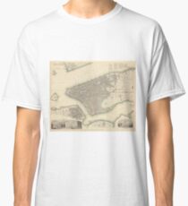Camiseta clásica Vintage Map of Lower New York City (1840)