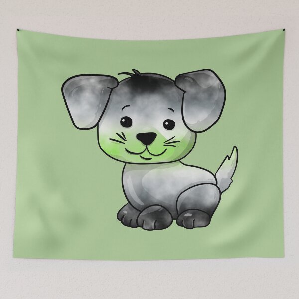 Item preview, Agender Subtle Watercolour Pride Flag Cartoon Puppy designed and sold by cashewdays.