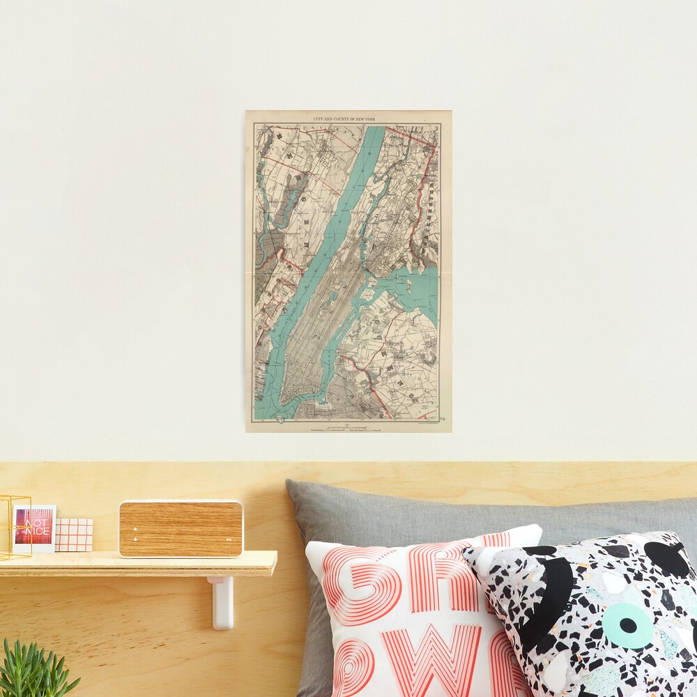 Vintage Map of New York City (1890) Photographic Print
