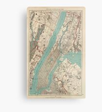 Lienzo metálico Mapa vintage de la ciudad de Nueva York (1890)