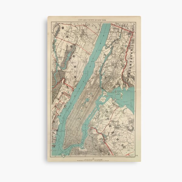 Item preview, Vintage Map of New York City (1890) designed and sold by BravuraMedia.