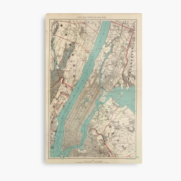 Vintage Map of New York City (1890) Metal Print