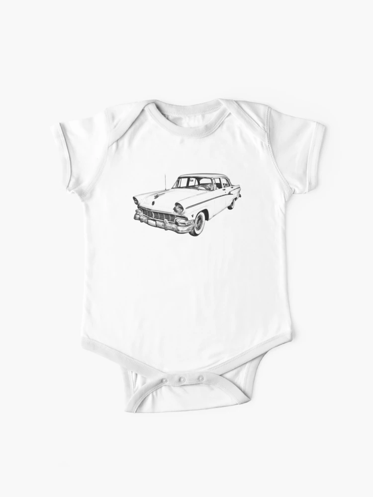 1956 Ford Custom Line Antique Car Illustration | Baby One-Piece