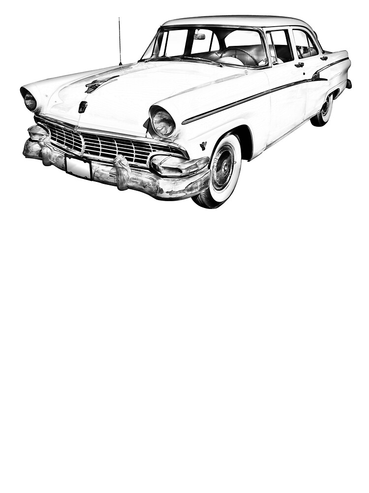 1956 Ford Custom Line Antique Car Illustration Baby One-Piece for Sale by  KWJphotoart