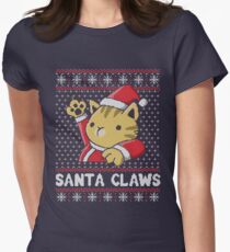 Xmas ugly sweater Cat Santa Claws Women's Fitted T-Shirt