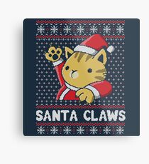 Weihnachtshässliche Strickjacke Katze Santa Claws Metalldruck