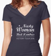 Nasty Woman and the Bad Hombres (White) Women's Fitted V-Neck T-Shirt