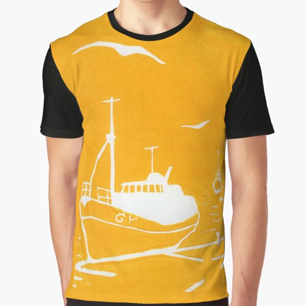 Vista previa del artículo con la obra «Arrastreros - camaradas en amarillo», diseñado y vendido por RachelPrints.