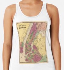 Camiseta de tirantes para mujer Vintage Map of NYC and Brooklyn (1868)