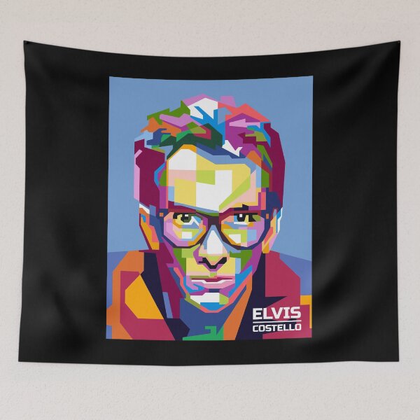 Artikelvorschau, Abstrakte geometrische Elvis Rock Costello In Wpap entworfen und verkauft von Chivenus Williams.