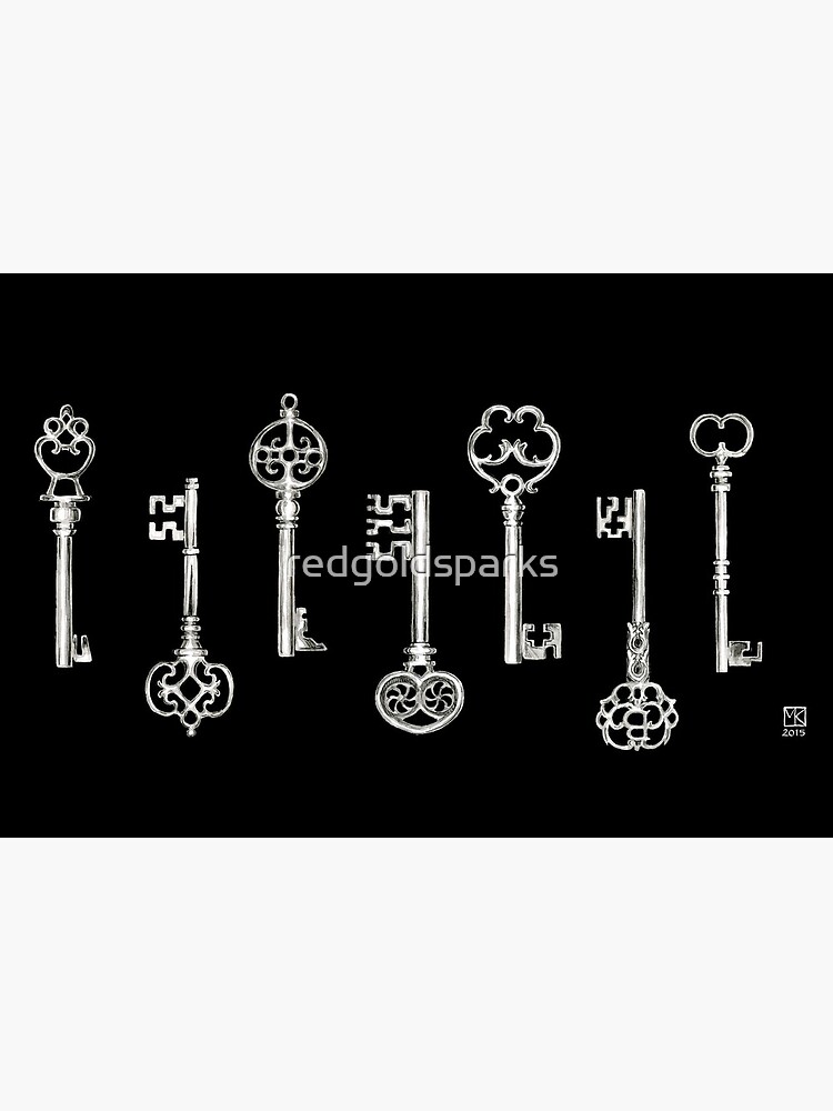 Ring of Vintage Skeleton Keys - Black Sticker for Sale by darkwonderbrand