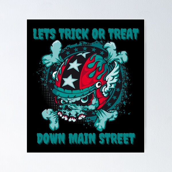 Item preview, Lets Trick Or Treat Down Main Street Halloween Skull designed and sold by JumboExclusive.