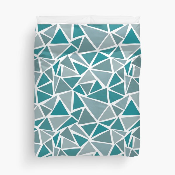 Teal Fractured Geometric Pattern Duvet Cover