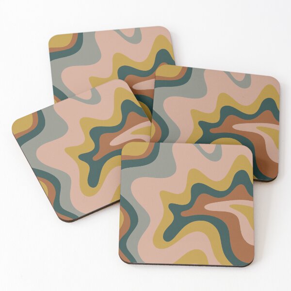 Item preview, Retro Liquid Swirls Abstract Pattern Square Rust Gray Mustard Blush Navy designed and sold by kierkegaard.