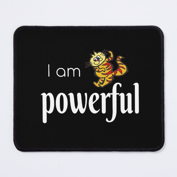 Item preview, I Am Powerful, a Positive Saying for Women Cat Lovers with Yellow Cat designed and sold by Hanlar.