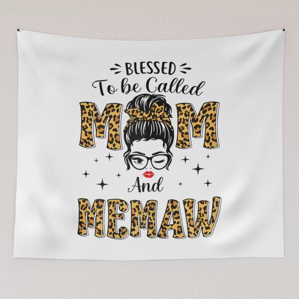 Item preview, Blessed To Be Called Mom And Memaw  Leopard Messy Bun  designed and sold by DieterShop.