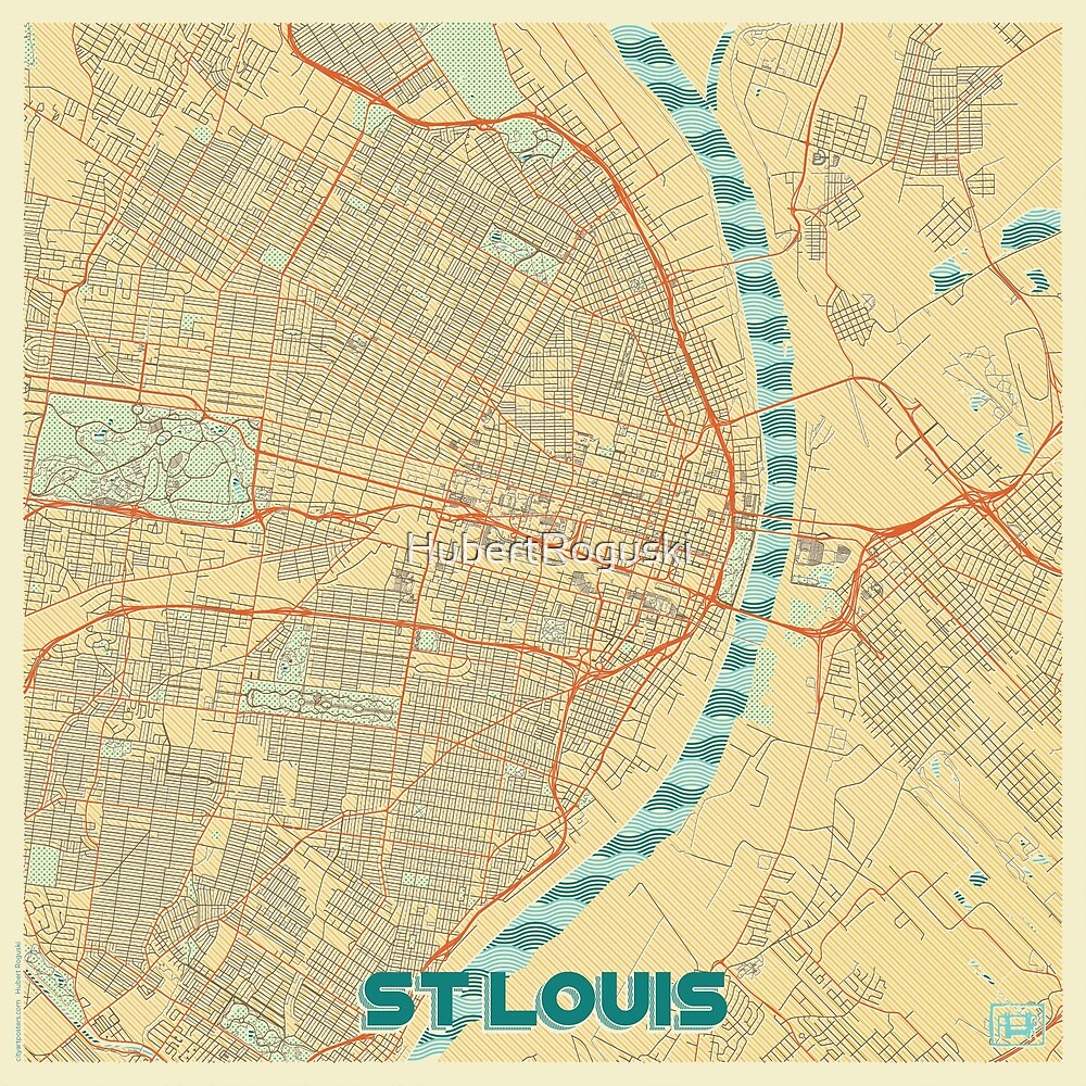 St Louis Map Retro by HubertRoguski