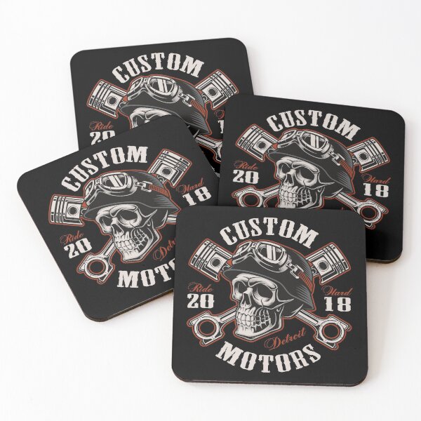 Item preview, Custom Motors Ride Hard Biker Skull designed and sold by Vector Scout Lab.