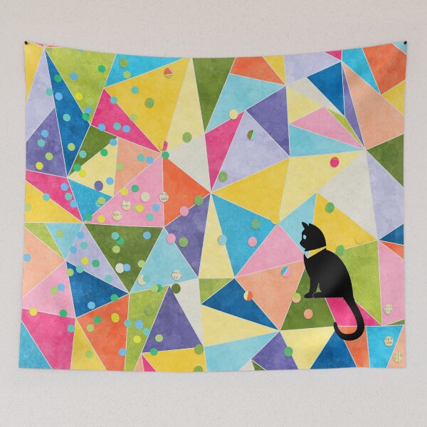 Item preview, Kawaii Adorable Cat with Abstract Pattern, Popoki 1013 designed and sold by VinBasis.