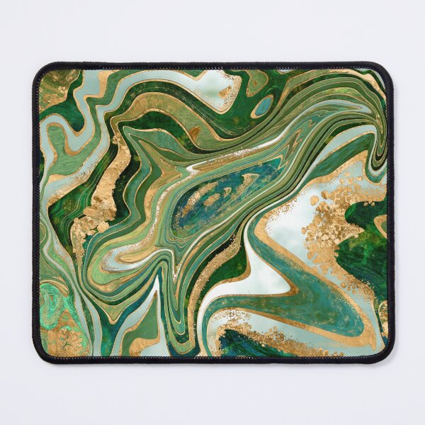 Item preview, Green and gold liquid marble abstract designed and sold by k9printart.