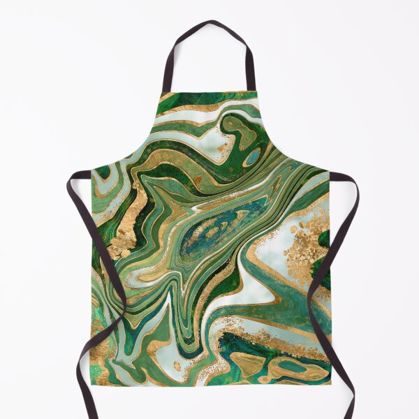 Item preview, Green and gold liquid marble abstract designed and sold by k9printart.