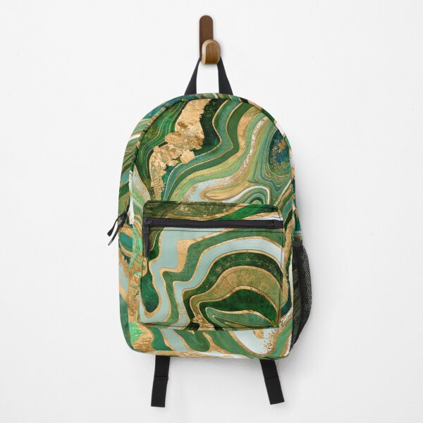 Item preview, Green and gold liquid marble abstract designed and sold by k9printart.