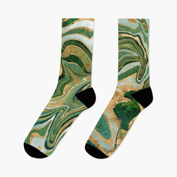 Item preview, Green and gold liquid marble abstract designed and sold by k9printart.
