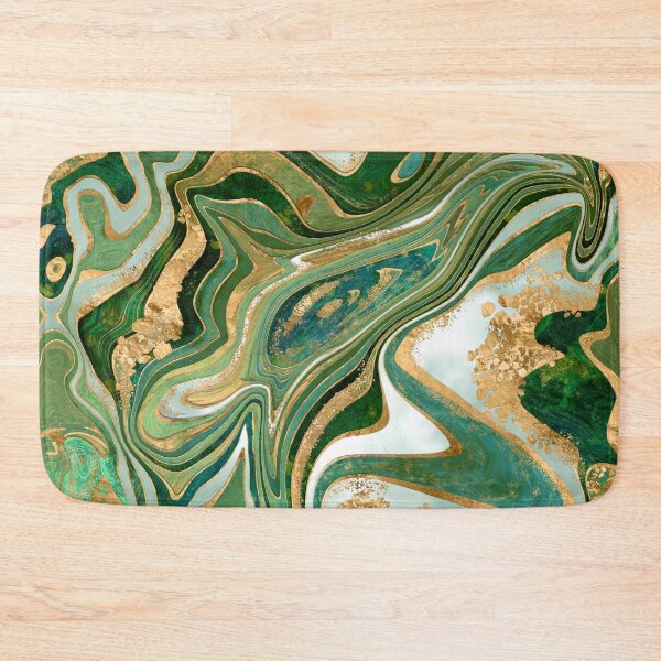 Item preview, Green and gold liquid marble abstract designed and sold by k9printart.