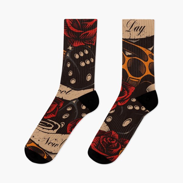 Item preview, Vintage Tattoo Pattern Dices and Roses designed and sold by Vector Scout Lab.