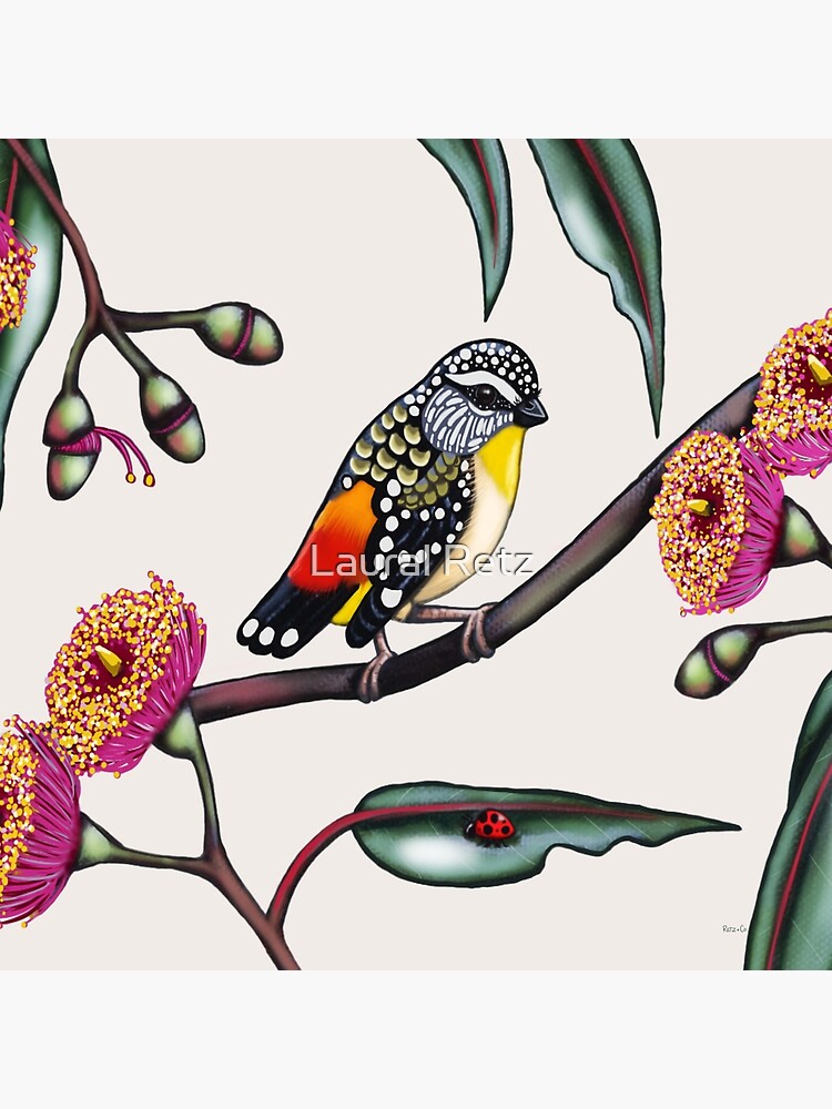Thumbnail 4 of 4, Pillow, Pardalote in Gum Flowers #1 designed and sold by lauralretz.
