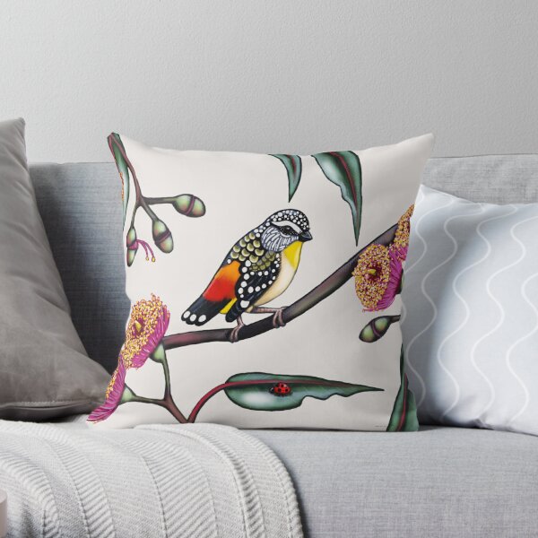 Pardalote in Gum Flowers #1 Throw Pillow
