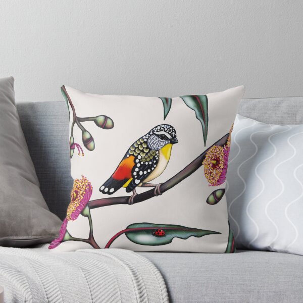 Pardalote in Gum Flowers #1 Throw Pillow