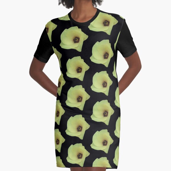 Okra Flower Graphic T-Shirt Dress