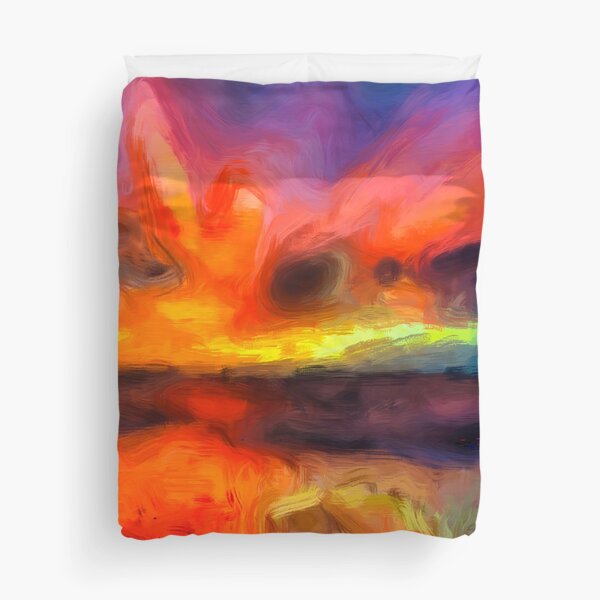Bali Beach - Abstract Ocean Sunset Painting Duvet Cover