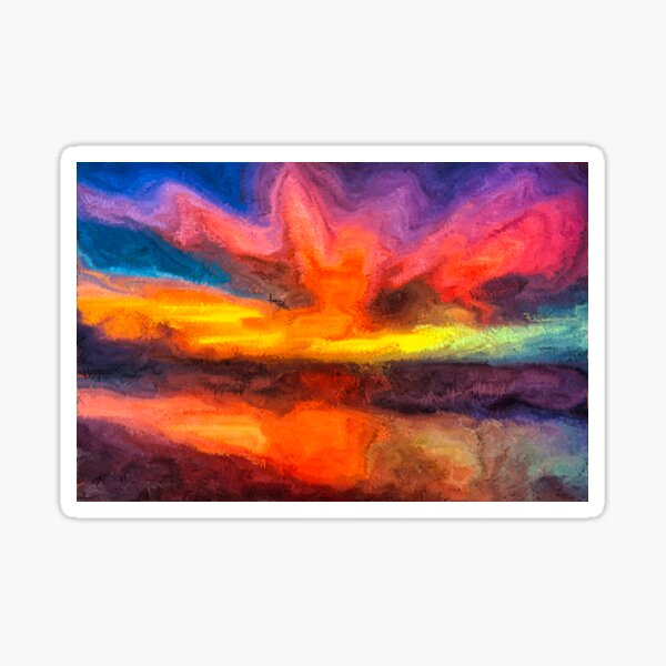 Abstract Ocean Sunset Painting Sticker