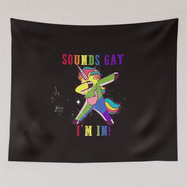 Item preview, Rainbow dabbing unicorn saying sounds gay designed and sold by Merchandiser099.