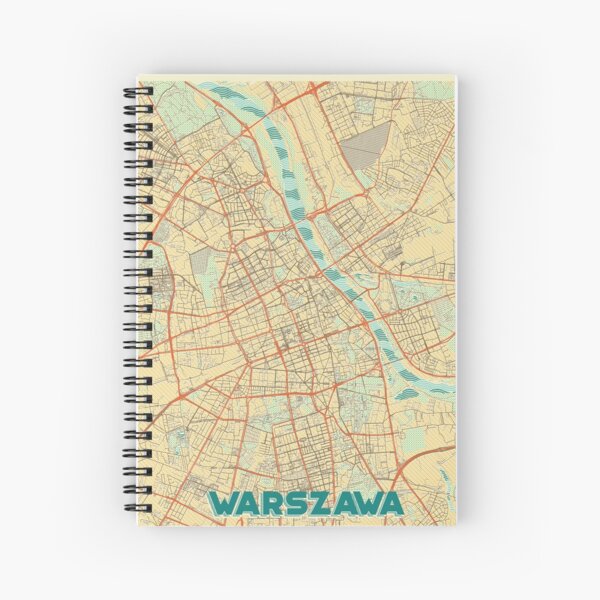 Warszawa Map Retro Spiral Notebook